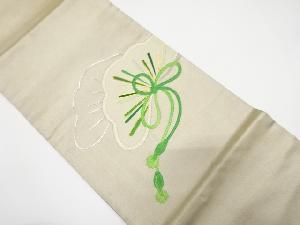 アンティーク　笠松に組紐模様刺繍袋帯（材料）